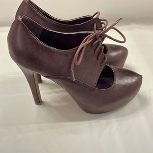 Burgundy Purplish C Label platform heels size 7 or 7.5 see description
